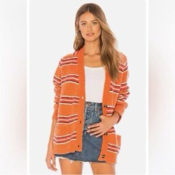 For love & Lemons Charlie Striped Alpaca Cardigan Button Up Sweater Size XL - Picture 1 of 11